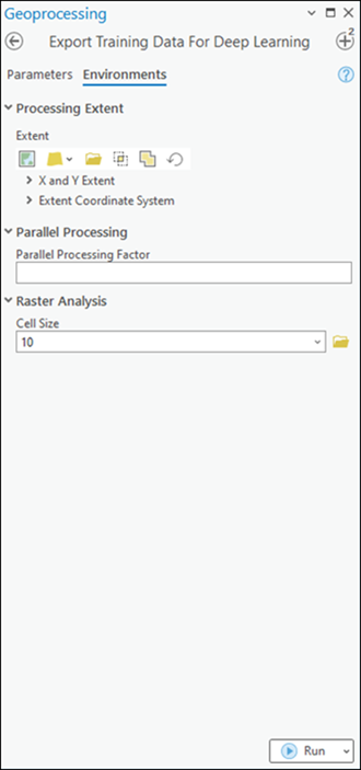 Export Training Data For Deep Learning tool parameters