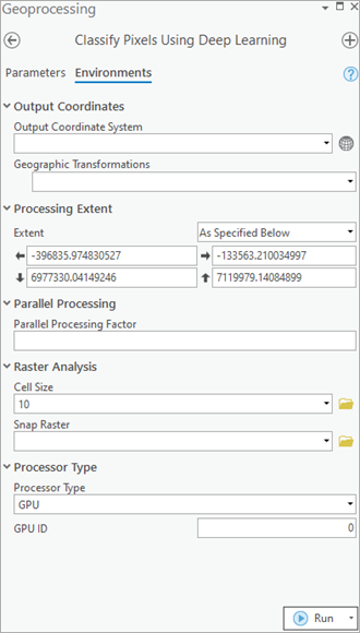 Classify Pixels Using Deep Learning Environments tab