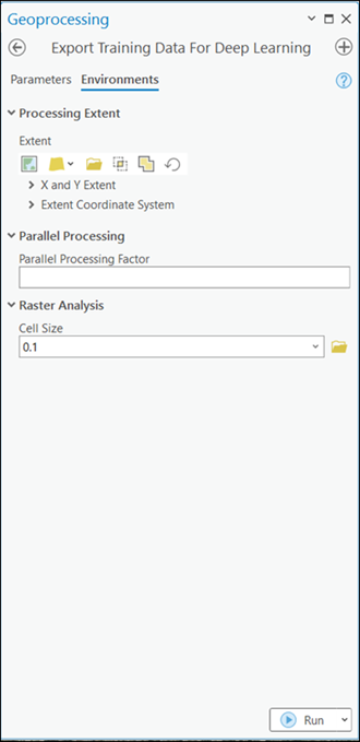 Export Training Data For Deep Learning tool parameters