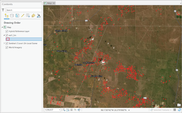 Detected well pads