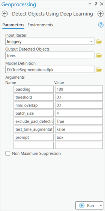 Parameters tab