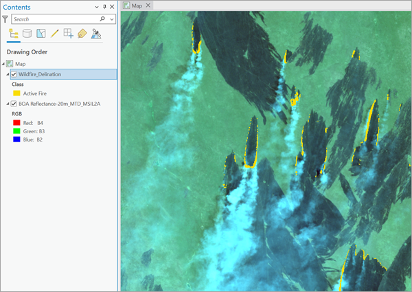 Detected wildfires as result