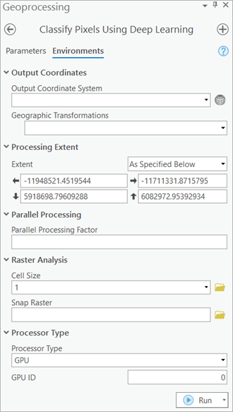 Classify Pixels Using Deep Learning Environments tab