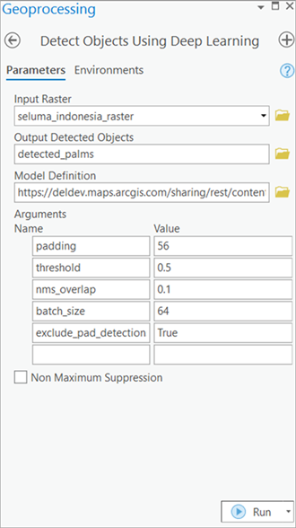 Detect Objects Using Deep Learning Parameters tab