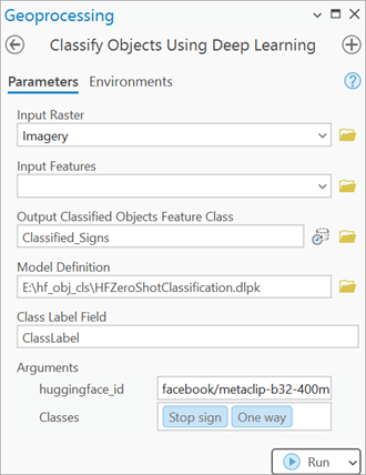 Classify Objects Using Deep Learning Environments tab