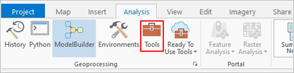 Tools under the Analysis tab in ArcGIS Pro