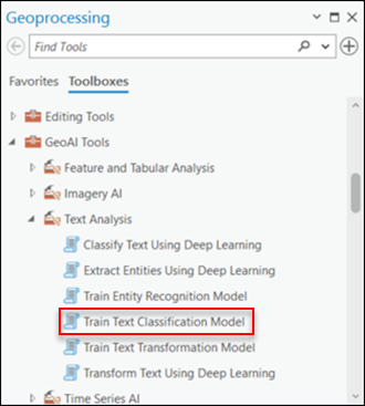 Train Text Classification Model tool