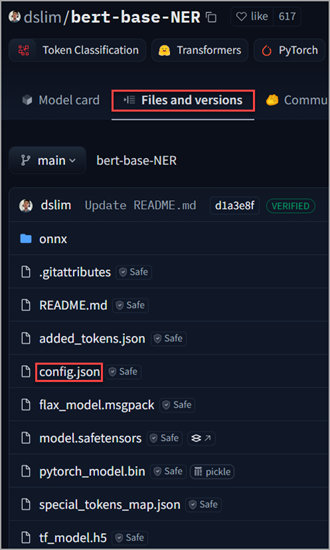 config.json on the Files and versions tab