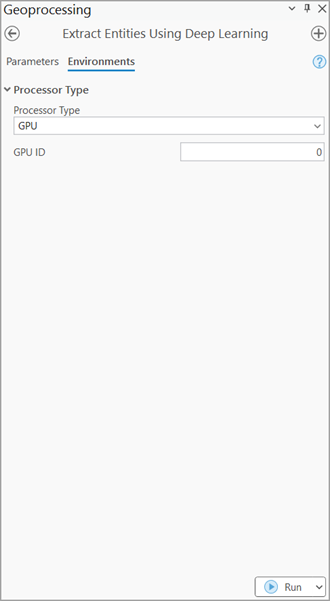 Extract Entities Using Deep Learning tool Environments tab