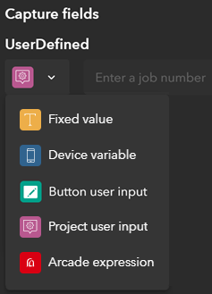 Choose a project user input for a text field.