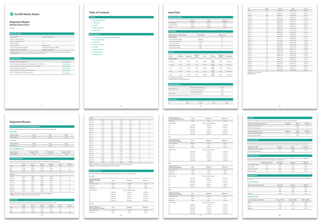 Alignment report pages