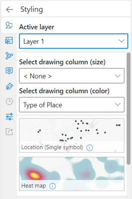 Styling pane in the Layer options pane