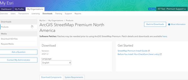 My Esri StreetMap Premium product to download