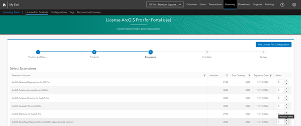My Esri License ArcGIS Pro (for Portal use) Extensions