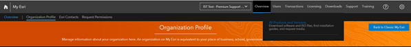 My Esri Organization Profile tab