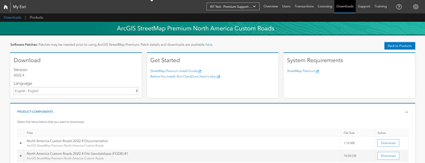 My Esri StreetMap Premium Custom Roads data files to download