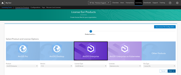 My Esri License Esri Products/ArcGIS Enterprise