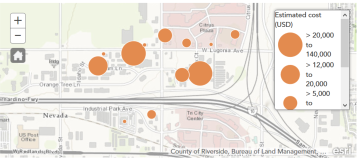 Map of sample data's cost question