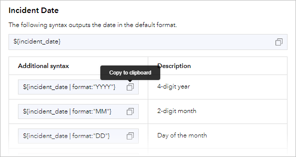 Report quick reference with syntax examples