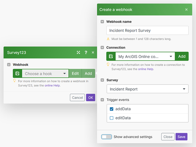 Create a webhook for your survey.