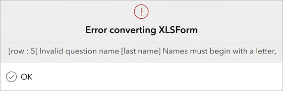 Error message