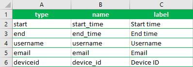 Metadata questions in a form