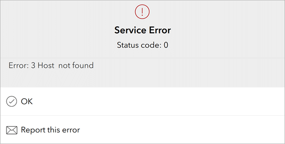 Network error message
