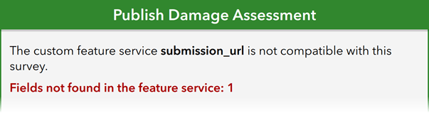 Publish error message