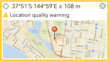 Warning message when response fails to meet location quality expression