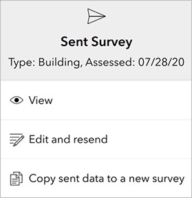Message displayed when selecting a sent survey