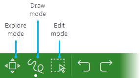 Buttons for explore, draw, and edit modes