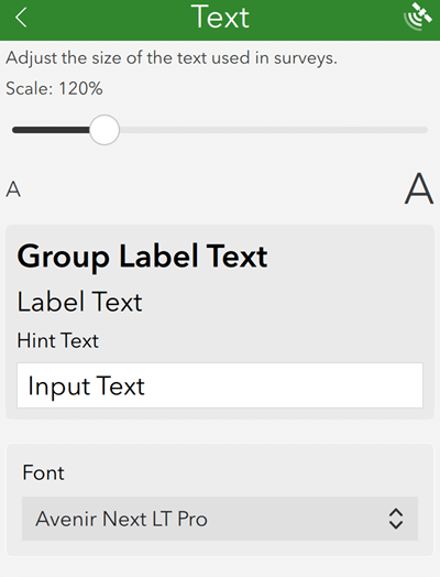 Text scale settings