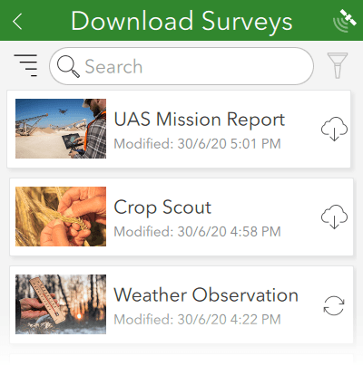 Download Surveys page