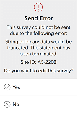 Send error message
