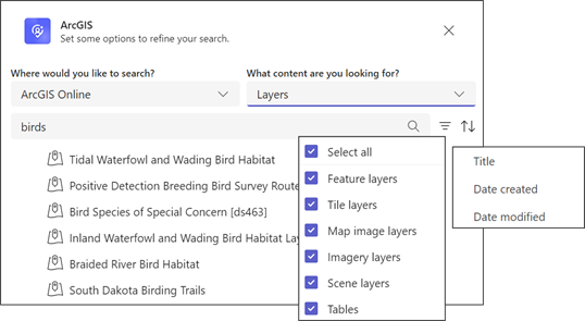 ArcGIS search window