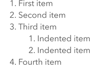 Example of an ordered list