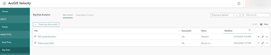Big data analytics page