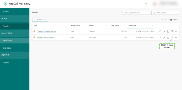Open a feed in Map Viewer