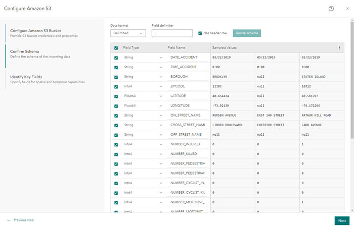 Confirm the schema of the data source