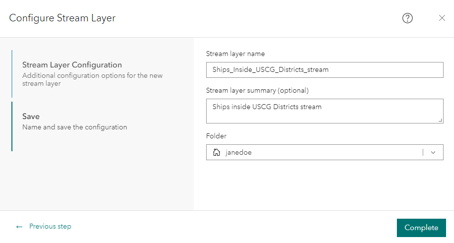 Stream layer output configuration