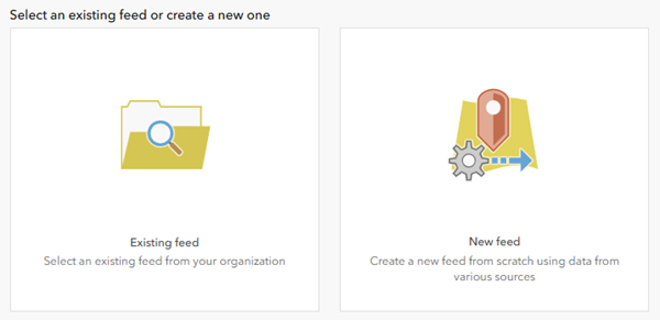 Options to create a real-time analytic from an existing or new feed