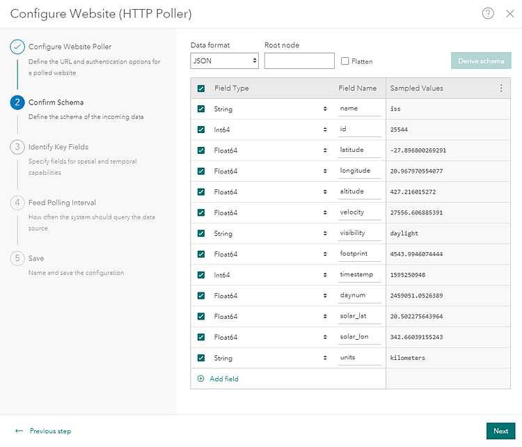 HTTP Poller Confirm Schema step