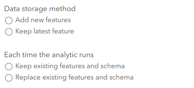 Data storage options for output feature layers