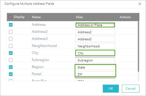 Multiple field options