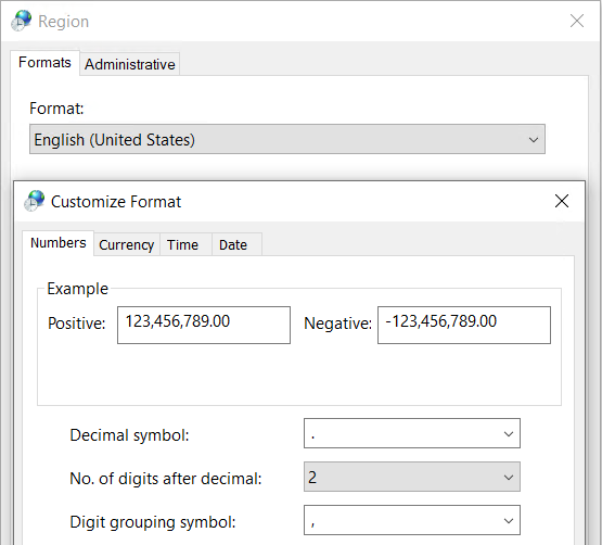 Configuración regional del usuario Inglés (Estados Unidos)