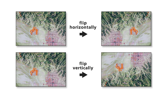 Imágenes de datasets ráster invertidos horizontal y verticalmente Imágenes de datasets ráster invertidos horizontal y verticalmente