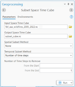 Herramienta de geoprocesamiento Subconjunto del cubo de espacio-tiempo