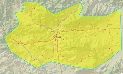 Mapa que identifica cómo fluirán los alumnos a través del paisaje para llegar a un colegio Mapa que identifica cómo fluirán los alumnos a través del paisaje para llegar a un colegio