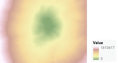 Mapa de acumulación de distancia desde un origen Mapa de acumulación de distancia desde un origen