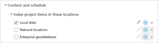 Ajustes de indexación para discos locales, ubicaciones de red y geodatabases corporativas